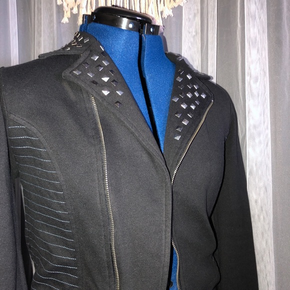 Black Studded Bomber Jacket - Picture 4 of 6